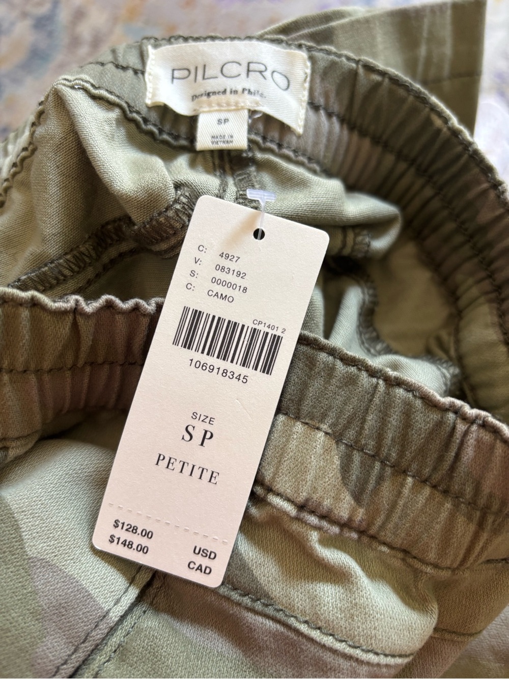 Anthropologie Petites Izzie Relaxed Pull On Camo Barrel Pant - Picture 13 of 13